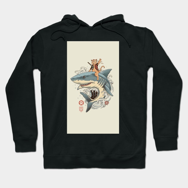 Cat riding a shark Hoodie by Dawaly